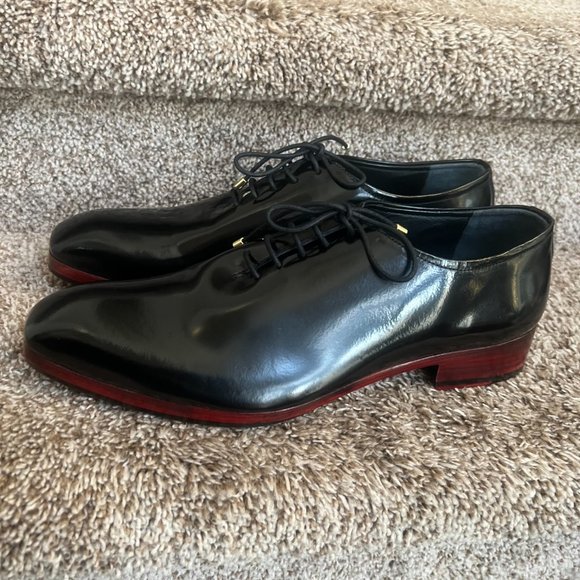 Lethato Men's Handcrafted Wholecut Genuine Leather Oxford Lace-Up Black Shoes - Picture 1 of 14